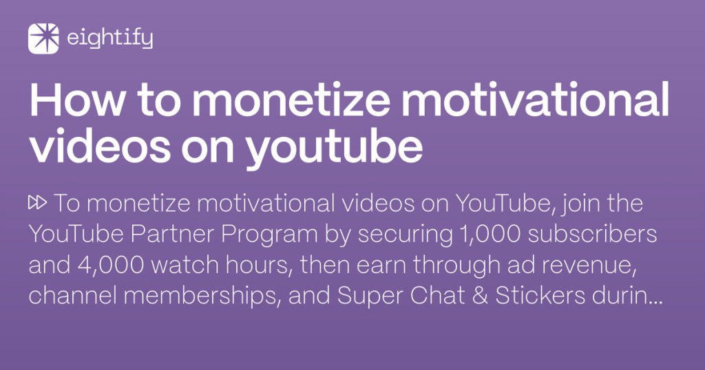 Are Motivational Videos Monetized on Youtube